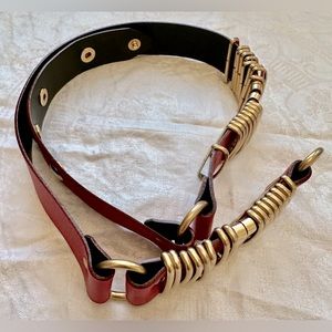 MaxMara Red Leather Waist Belt Italy M